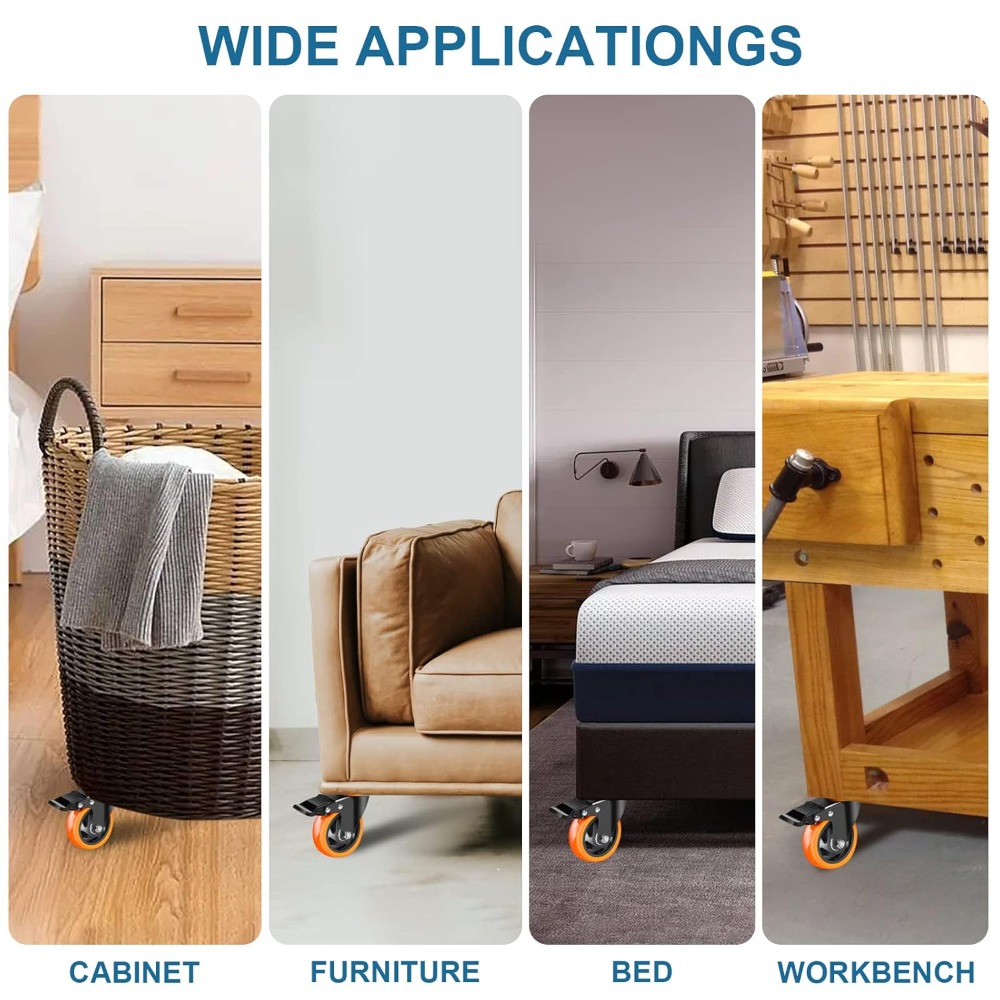 4인치 헤비듀티 캐스터 휠 2200lbs, 이중 잠금  - Furniture Hardware 리뷰 및 가격