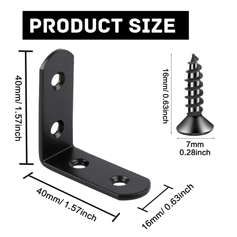 6-20개 블랙 코너 브레이스 L 브래킷, 40mm 스 - Corner Bracket Angle 리뷰 및 가격