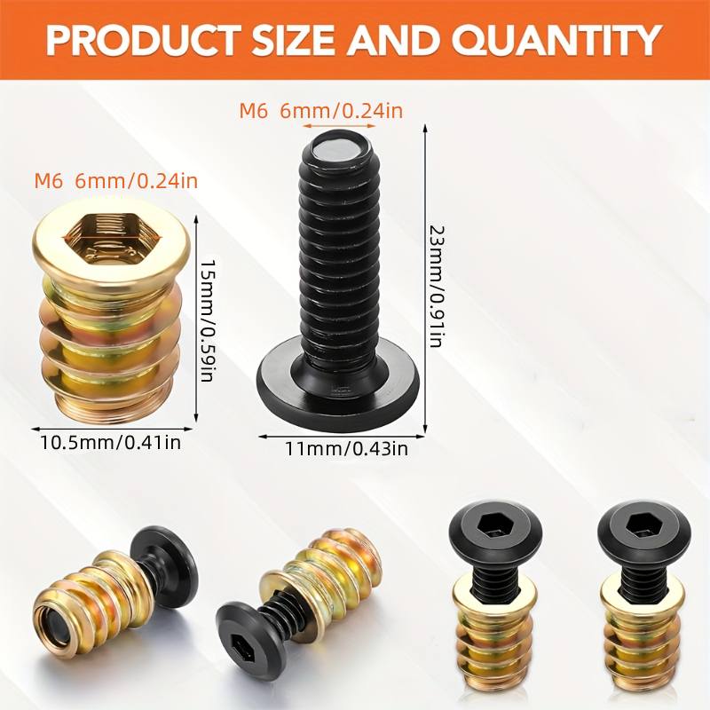 10PCS 나사산 인서트 너트 조합 도구 키트 목재 가 - Furniture Hardware Screws 리뷰 및 가격