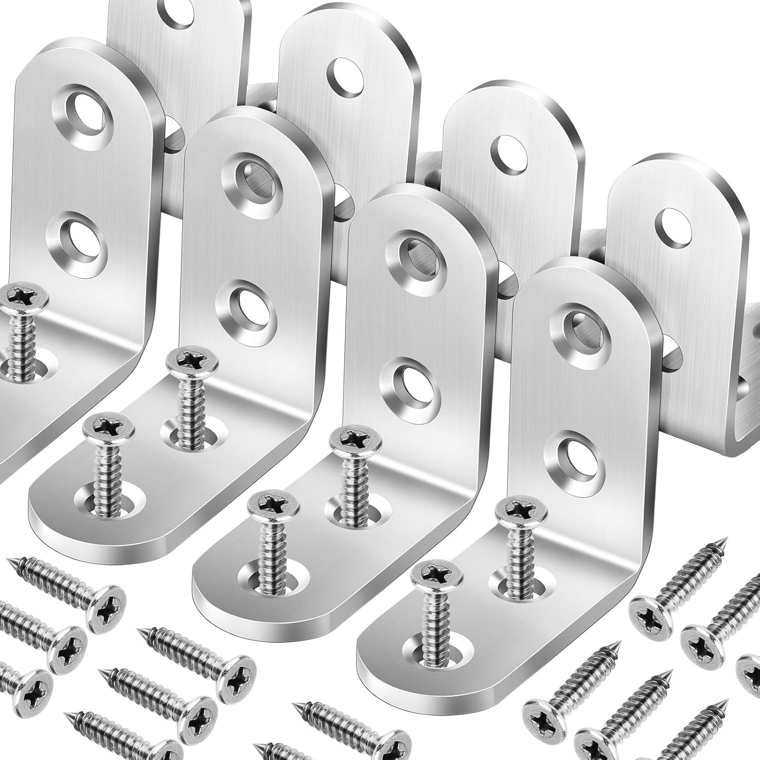 1/20pc 나사가있는 직각 브래킷 스테인레스 스틸 커 - Furniture Hardware Screws 리뷰 및 가격