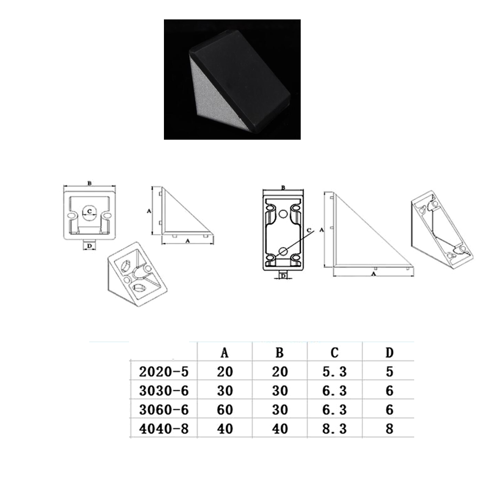 2020 3030 4040 코너 브래킷 피팅 블랙 앵글 - Corner Bracket Angle 리뷰 및 가격